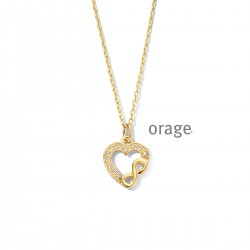 Hartje geelkleurig met infinity en zirconia inclusief ketting - 611205