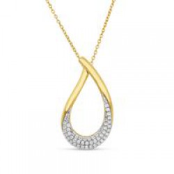 Hanger geelkleurig met zirconia incl. ketting - 610483