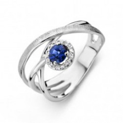 ML Ring wit goud met zirconium en safir - 604877