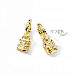 Creolen geelkleurig met aanhangend slotje - 611213